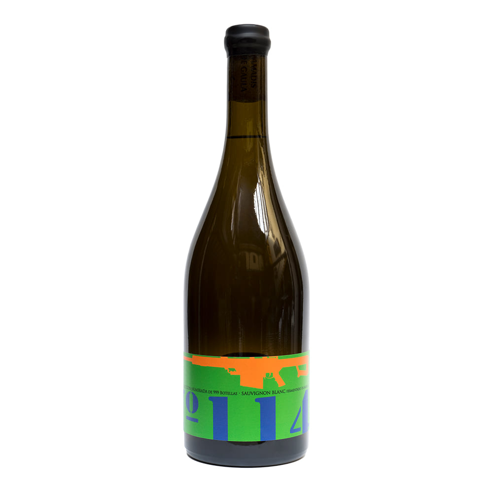Botella de vino blanco Sauvignon Blanc edición limitada macerado en barrica de Bodega Amadís de Gaula